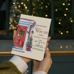 Invitación Elegante Navidades de la Casa Abierta con Logo de 