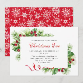 Invitación Elegante Navidades de vacaciones de Pine Holly Ber