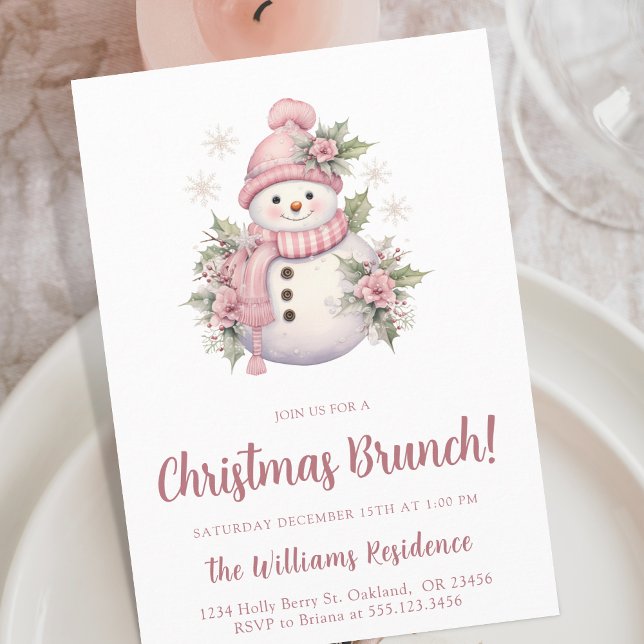 Invitación Elegante Navidades florales de Snowman Brunch (Subido por el creador)