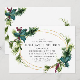 Invitación Elegante Navidades Holly Berry HOLIDAY LUNCHEON