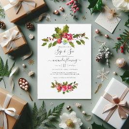 Invitación Elegante Navidades Holly e Ivy Sip y ver el encant