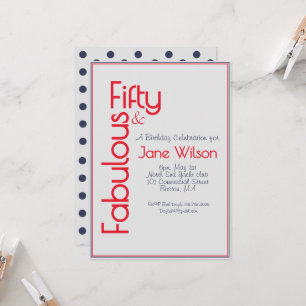 Invitación Elegante Navy 50 y Cumpleaños Fabuloso