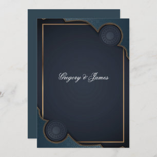 Invitación Elegante Navy azul turquesa y dorado moderno