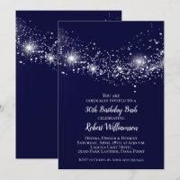 Elegante Navy Blue Sky y Stars Cumpleaños