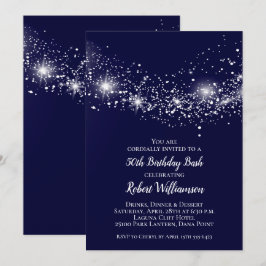 Invitación Elegante Navy Blue Sky y Stars Cumpleaños