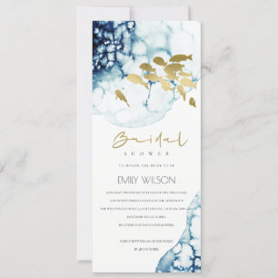 INVITACIÓN ELEGANTE NAVY DE ORO SUBMARINO DUCHA BRIDAL DE PES