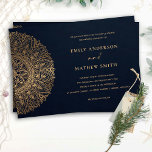 INVITACIÓN ELEGANTE NAVY GOLD CLASSIC ORNATE MANDALA BODA<br><div class="desc">Si necesitas más personalización,  por favor,  no dudes en enviarme un mensaje a yellowfebstudio@gmail.com.</div>