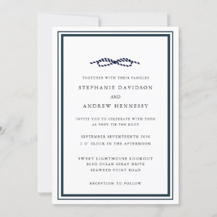 Invitación Elegante Navy Nautical Knot Minimalista