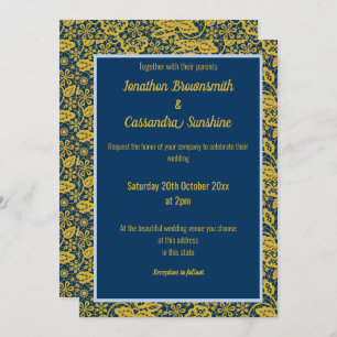 INVITACIÓN ELEGANTE NAVY PERIWRINKLE GOLD LEAF BODA