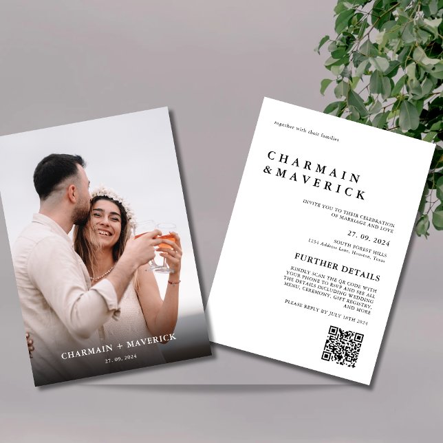 Invitación Elegante negrita Boda de código QR foto de Typo (Subido por el creador)