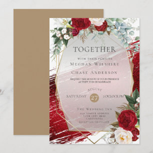 Invitación Elegante negrita Floral de Crimson y pinta
