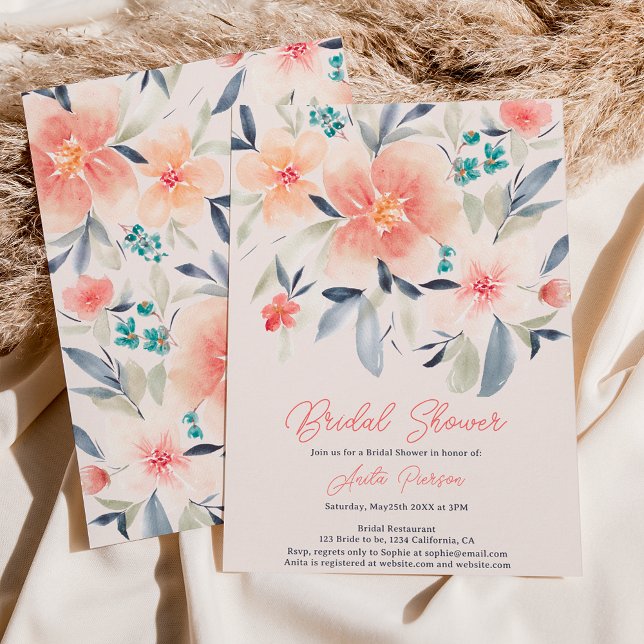 Invitación Elegante negrita floral otoño boho lluvia novia du (Subido por el creador)