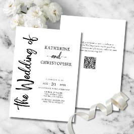 Invitación Elegante negrita guión negro blanco Boda formal