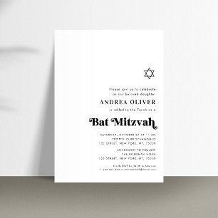 Invitación Elegante Negrita Retro Script Minimalista Bat Mitz