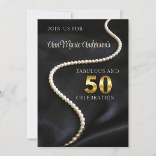 Invitación Elegante negro 50 y fabuloso