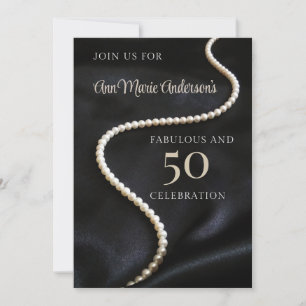 Invitación Elegante negro 50 y fabuloso