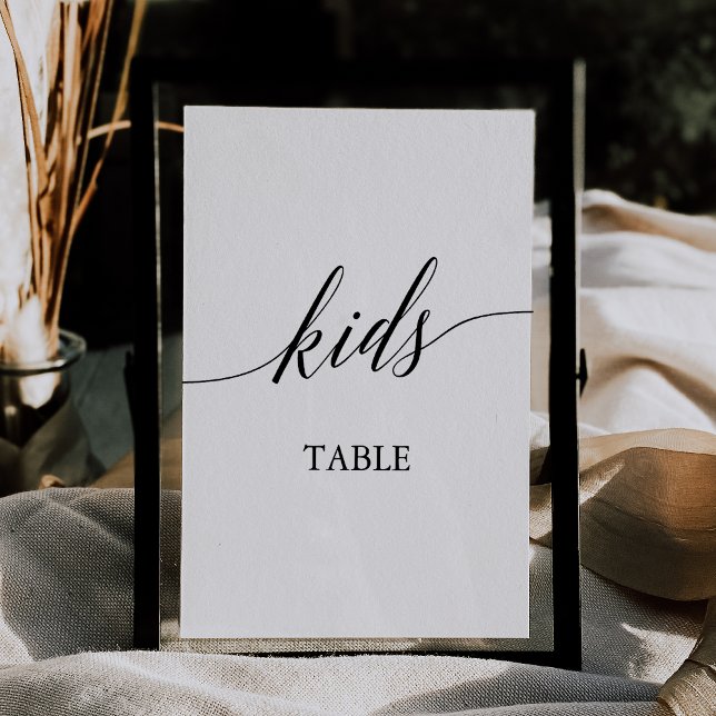 Invitación Elegante negro 5x7 Número de tabla de niños imprim (Subido por el creador)