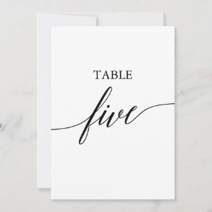 Invitación Elegante negro 5x7 Número de tabla impreso cinco
