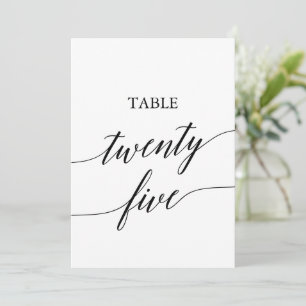 Invitación Elegante negro 5x7 Número de tabla imprimible 25