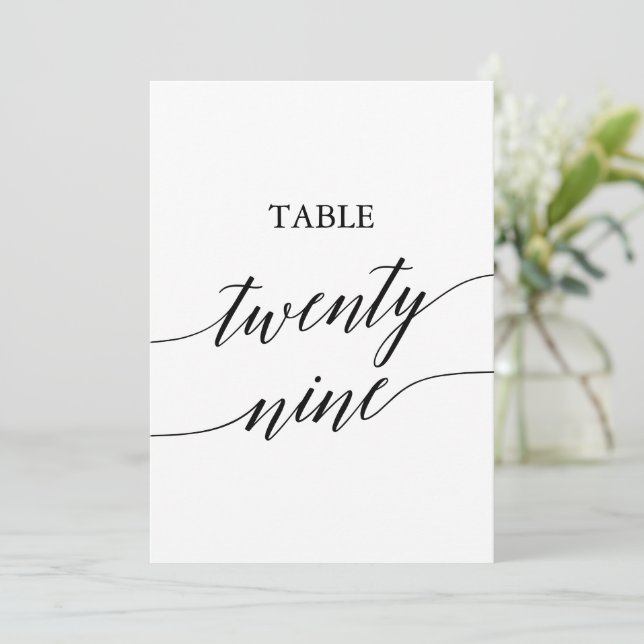 Invitación Elegante negro 5x7 Número de tabla imprimible 29 (Anverso de pie)