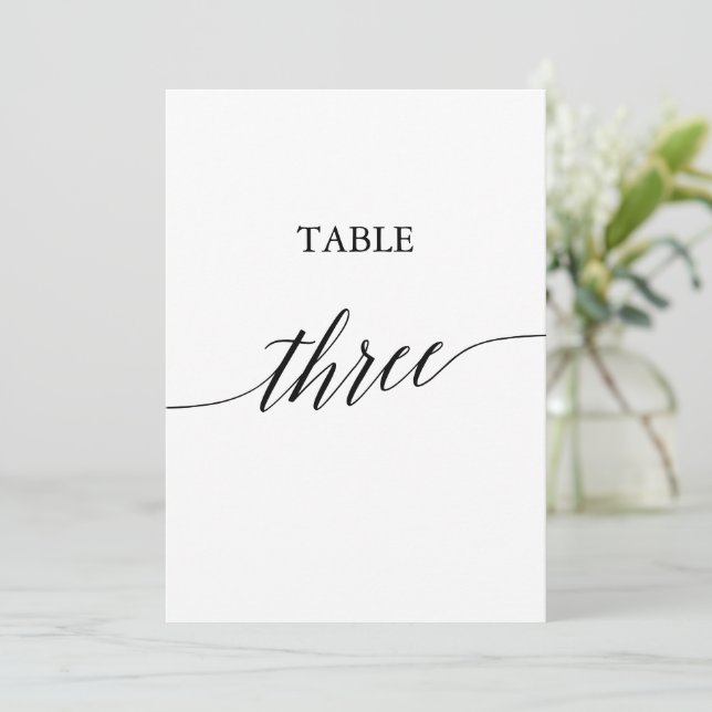 Invitación Elegante negro 5x7 Número de tabla imprimible tres (Anverso de pie)