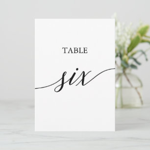 Invitación Elegante negro 5x7 Tabla imprimible Seis Número de