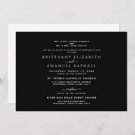 Invitación Elegante Negro Ambos Padres Enumeran Boda