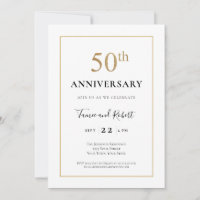 Elegante negro blanco oro 50 aniversario de bodas