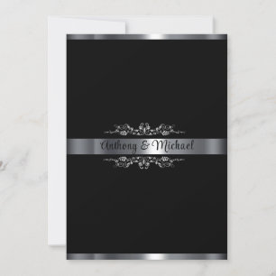 Invitación Elegante negro, blanco y plata