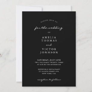 Invitación Elegante negro Boda de fotografía minimalista