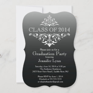 Invitación Elegante negro formal fiesta de graduación floreci