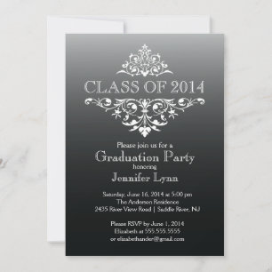 Invitación Elegante negro formal fiesta de graduación floreci