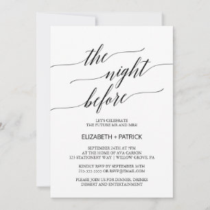 Invitación Elegante negro la noche antes de la cena del ensay