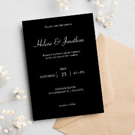Invitación Elegante negro minimalista moderno simple Boda osc