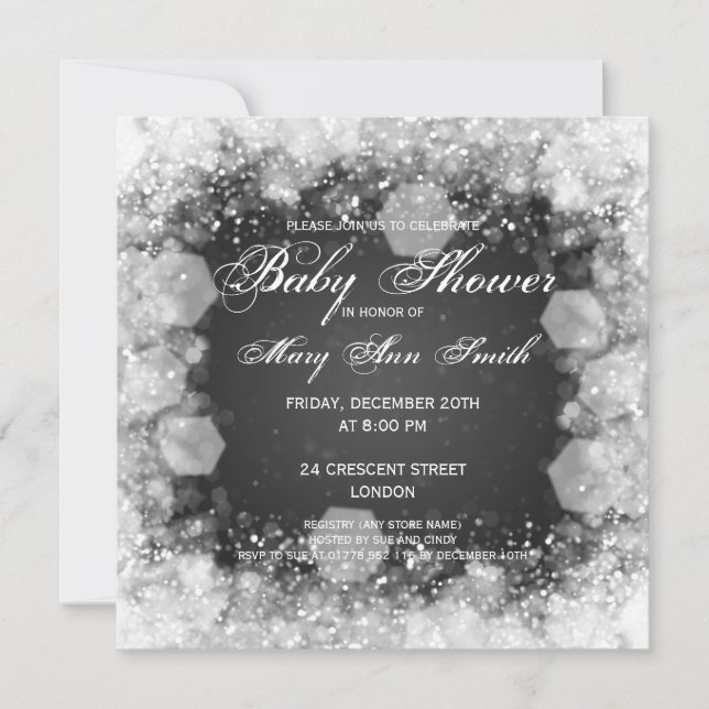 Invitación Elegante negro negro negro en la noche de Baby Sho (Anverso)