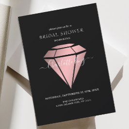 Invitación Elegante, negro, Rosegold Diamond Einladung