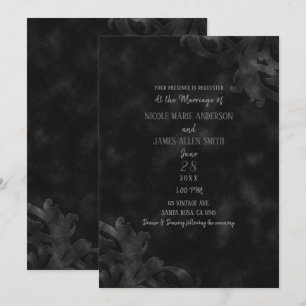 Invitación Elegante Negro Terciopelo Glam Glamour Casamiento 