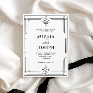 Invitación Elegante negro y blanco Boda formal atemporal