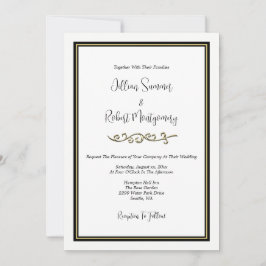Invitación Elegante negro y blanco, con Boda de oro