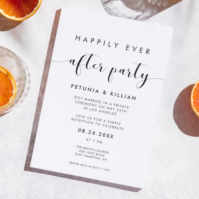 Invitación Elegante negro y blanco Feliz para todos después d (Subido por el creador)