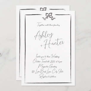 Invitación Elegante negro y blanco trenzado de mano