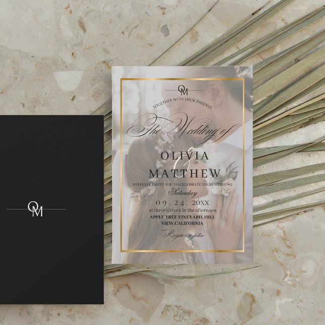 Invitación Elegante negro y dorado overlay 2 Boda de fotos (Subido por el creador)