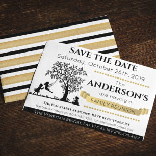 Invitación Elegante Negro y Dorado Reunión Familiar de Guarda