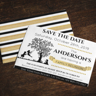 Invitación Elegante Negro y Dorado Reunión Familiar de Guarda