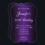 Invitación Elegante negro y morado real Ombre 50 cumpleaños<br><div class="desc">Invitar al divas a su celebración de 50 años. Sorprendente invitación de cumpleaños negra y púrpura real. Color de fondo de personalizable detrás del gráfico de degradado. Invitaciones para la fiesta de cumpleaños del personalizable. Invitaciones a la moda y a los glam. Personalizar los estilos modernos y elegantes de fuente...</div>