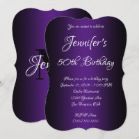 Elegante negro y morado real Ombre 50 cumpleaños