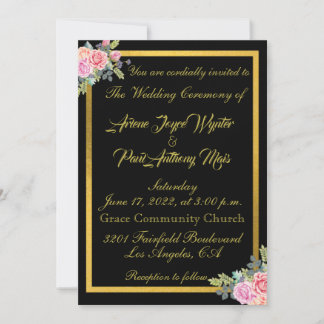Invitación Elegante negro y oro