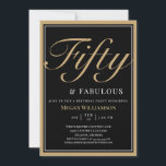 Invitación Elegante negro y oro 50 y fabuloso cumpleaños<br><div class="desc">Elegante Negro y Oro 50 y Fabulosa Invitación de Cumpleaños Sus invitados sabrán que será un fiesta especial sólo mirando esta invitación!</div>