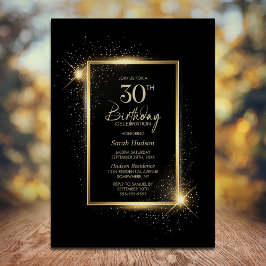 Invitación Elegante negro y oro Fiesta de los 30 años