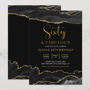 Invitación Elegante negro y oro sesenta y fabuloso